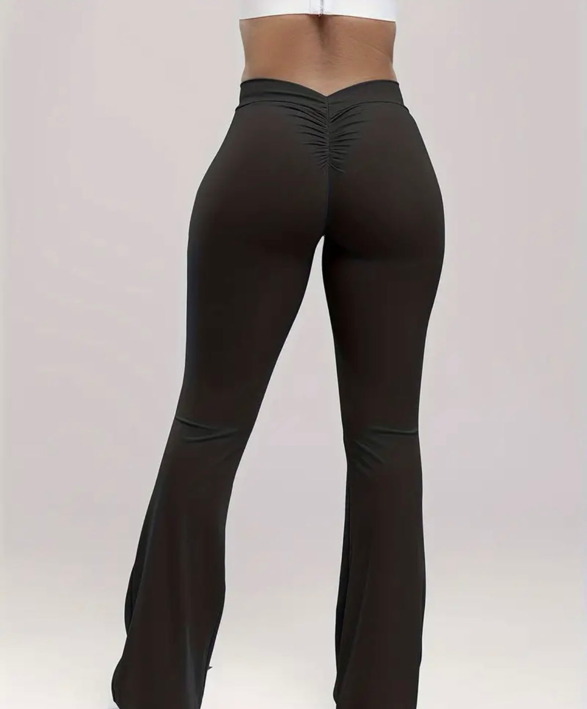 Scrunched yoga leggings flare leg