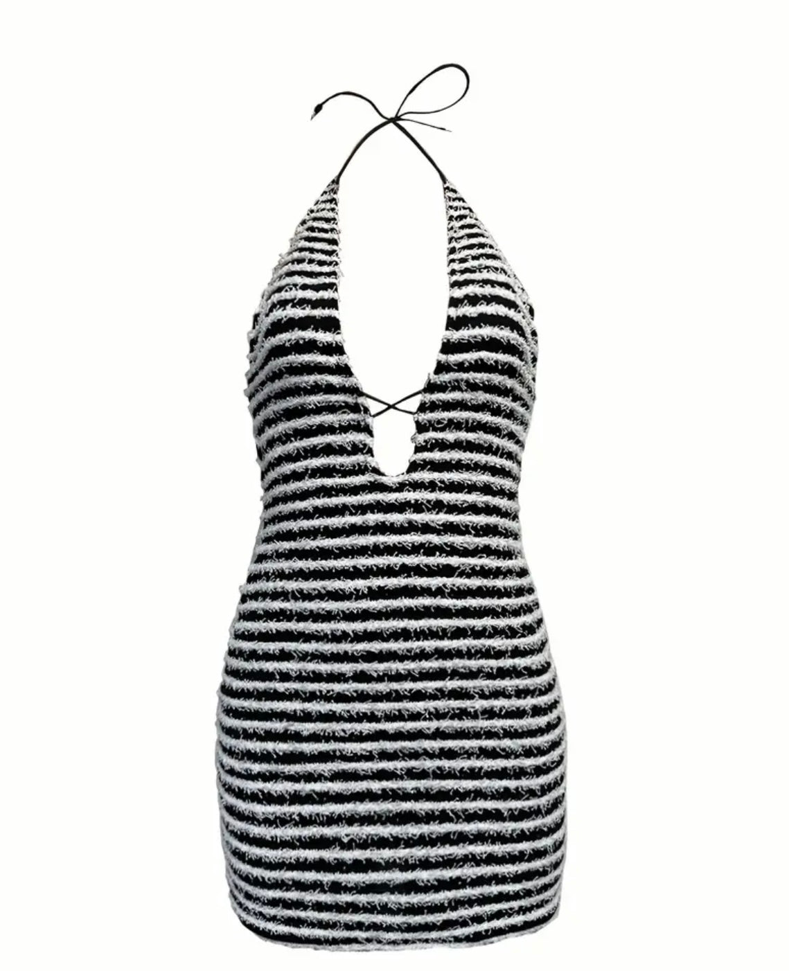 Striped halter neck dress